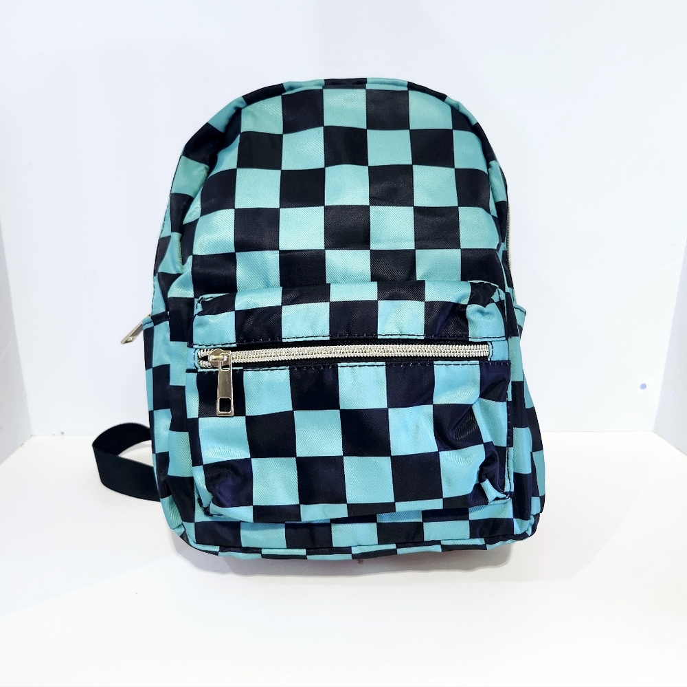Demon Slayer Theme Checkered Backpack